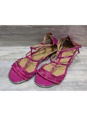 Women's Pink Strappy Gladiator Sandals with Back Zipper Sz 10M